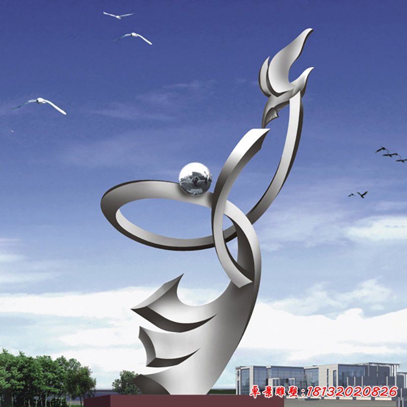 不锈钢飞翔雕塑，广场景观雕塑