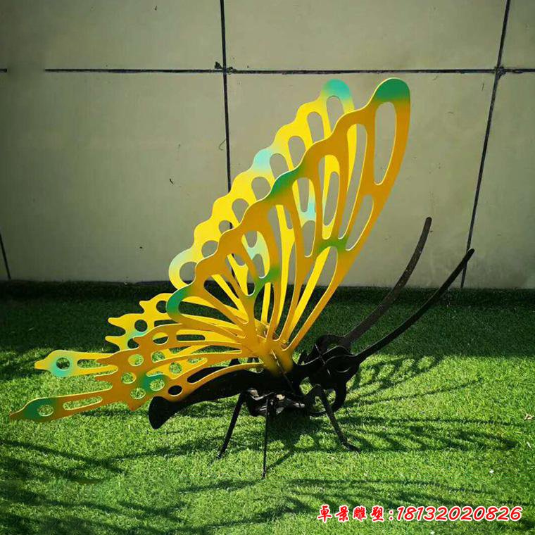 不锈钢彩绘蝴蝶雕塑喷漆昆虫动物草地公园装饰品47311826 (3)