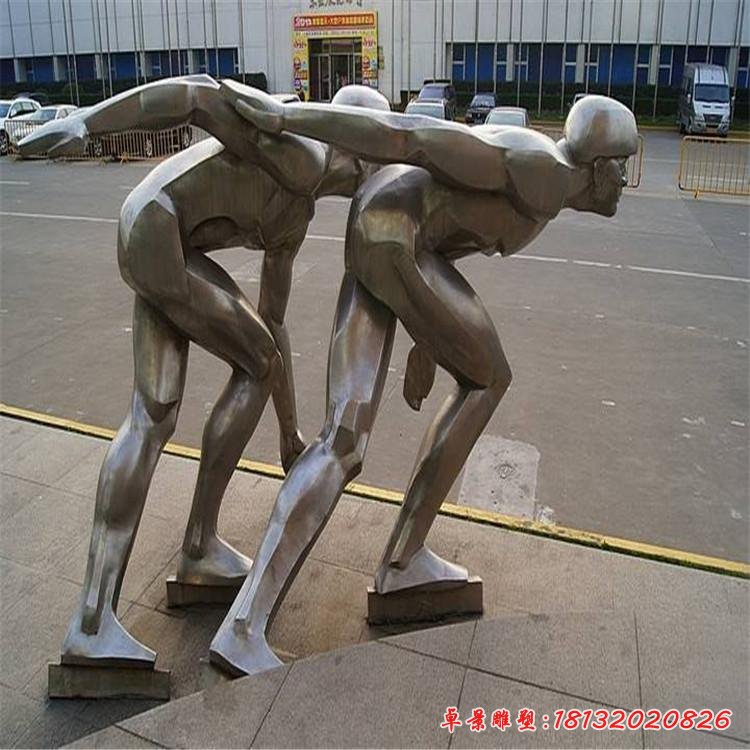 不锈钢玩滑板人物雕塑