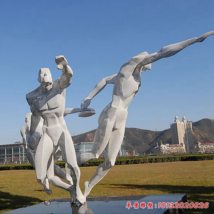 不锈钢滑冰人物 广场人物雕塑 (3)