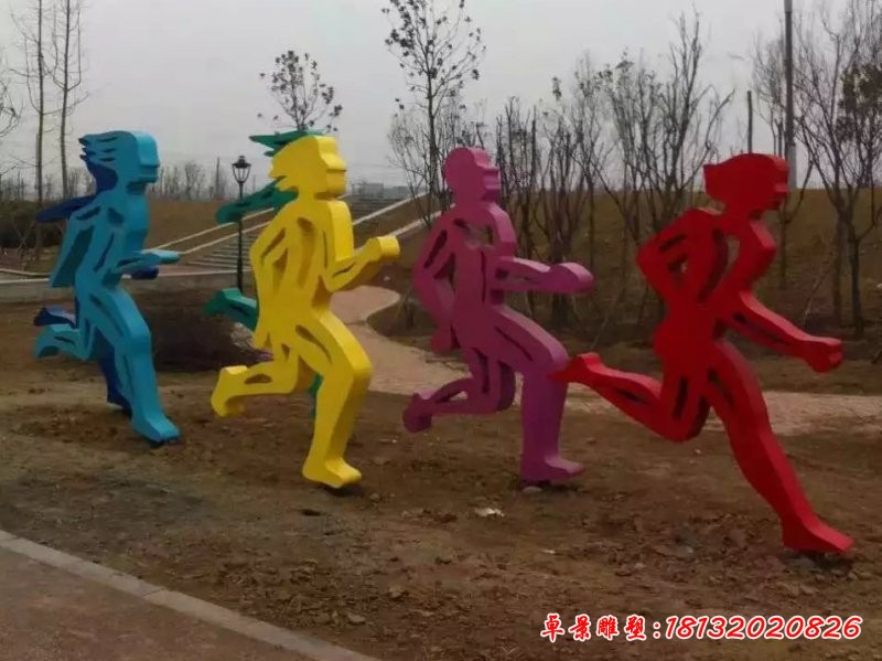 不锈钢抽象运动人物 公园人物雕塑