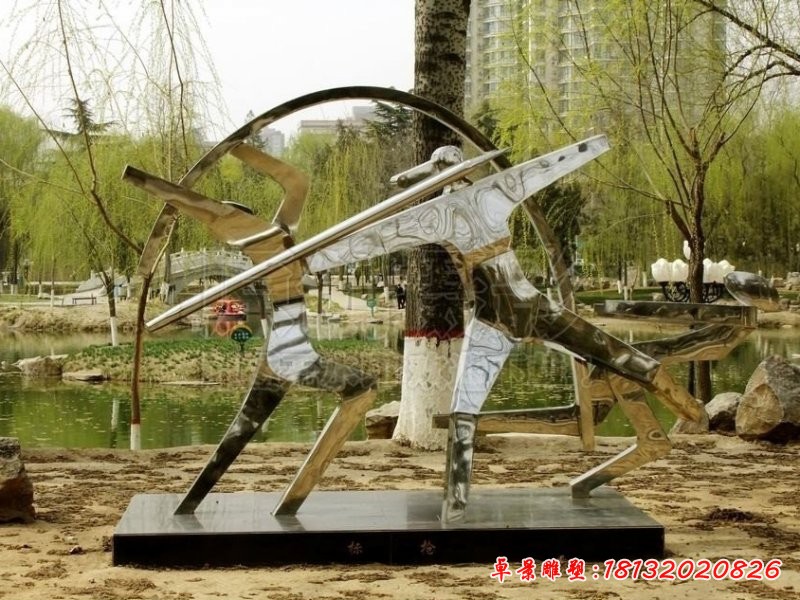 不锈钢抽象运动员雕塑