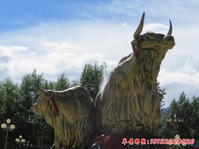 不锈钢牦牛雕塑 广场动物雕塑