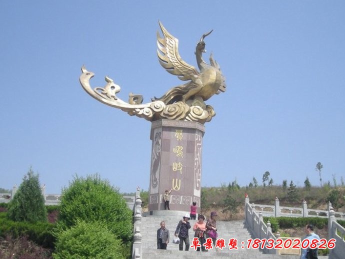 不锈钢凤凰雕塑,广场景观雕塑