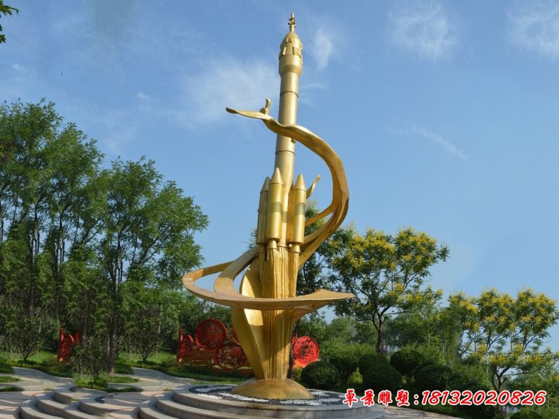 不锈钢火箭广场景观雕塑