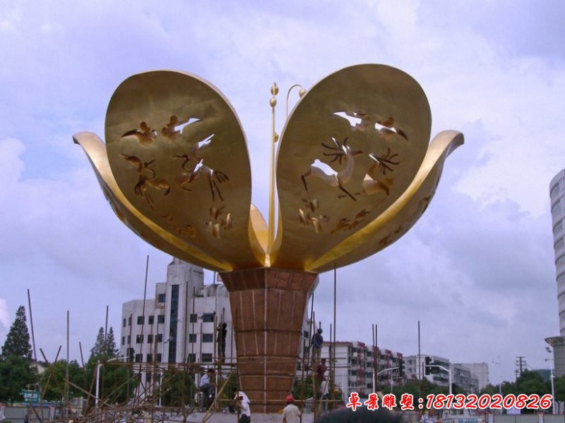 不锈钢紫荆花雕塑 城市景观雕塑