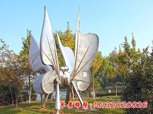 不锈钢梁祝化蝶雕塑,公园不锈钢雕塑