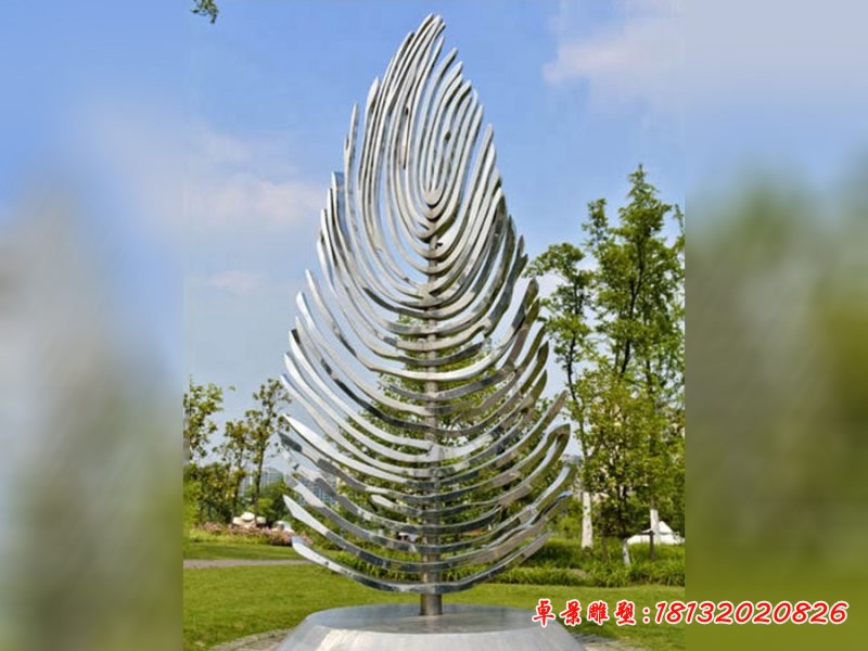 不锈钢抽象柏树雕塑