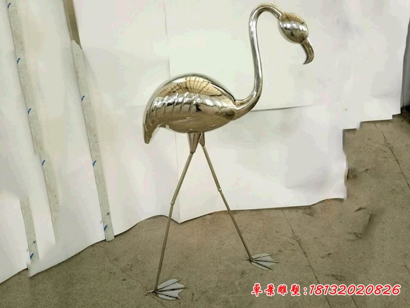 不锈钢火烈鸟雕塑,公园不锈钢动物雕塑