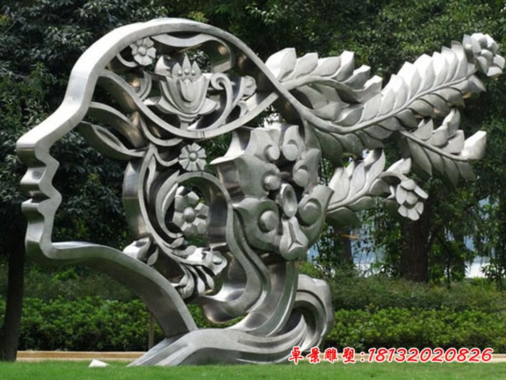 不锈钢抽象美女  园林景观雕塑