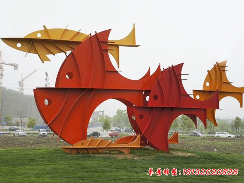 不锈钢大型抽象鱼 城市景观雕塑