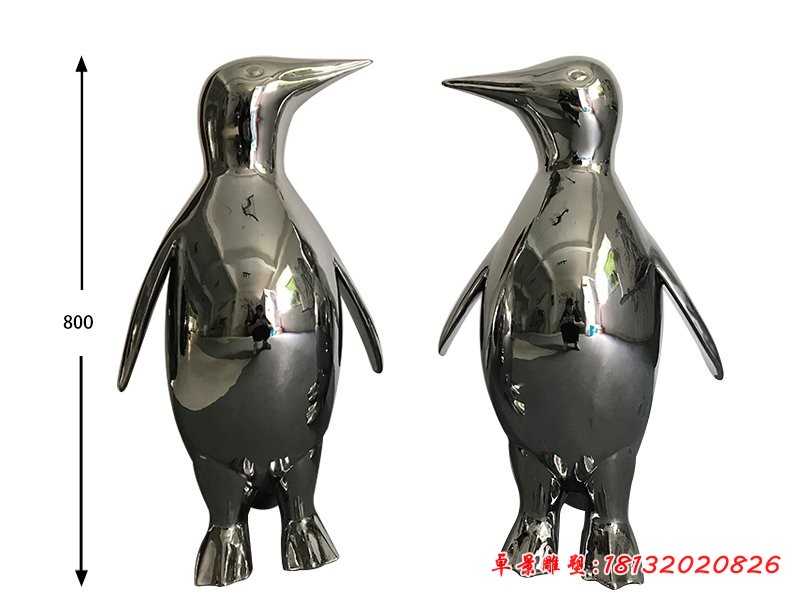 不锈钢抽象动物企鹅雕塑