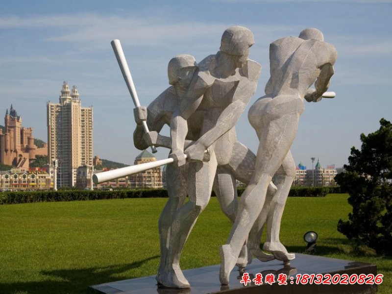 不锈钢公园打棒球球人物雕塑