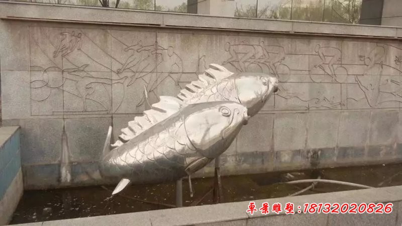 不锈钢喷泉鲤鱼喷泉雕塑