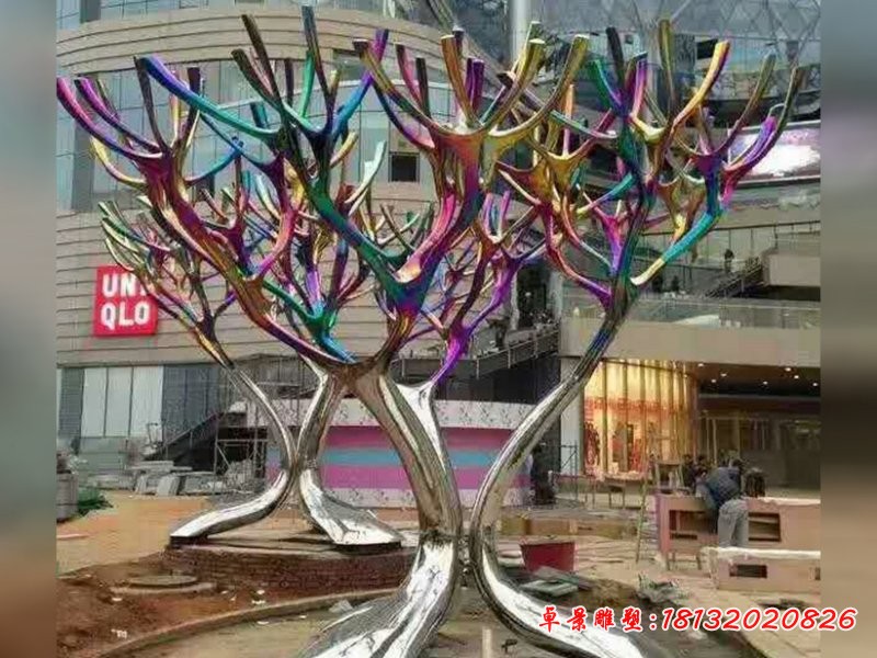 不锈钢抽象树枝雕塑