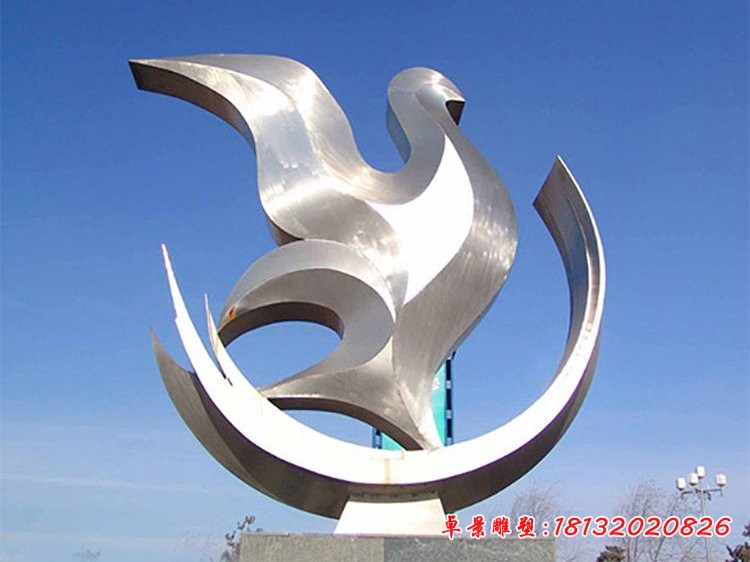 不锈钢抽象鸽子雕塑