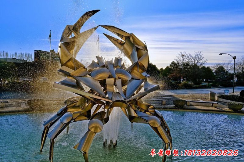 大型不锈钢抽象螃蟹雕塑