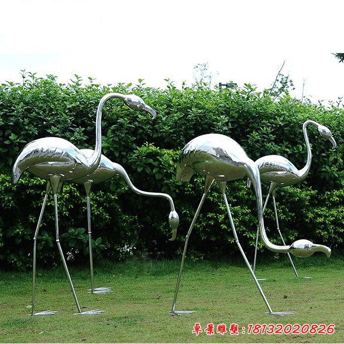 不锈钢动物火烈鸟雕塑