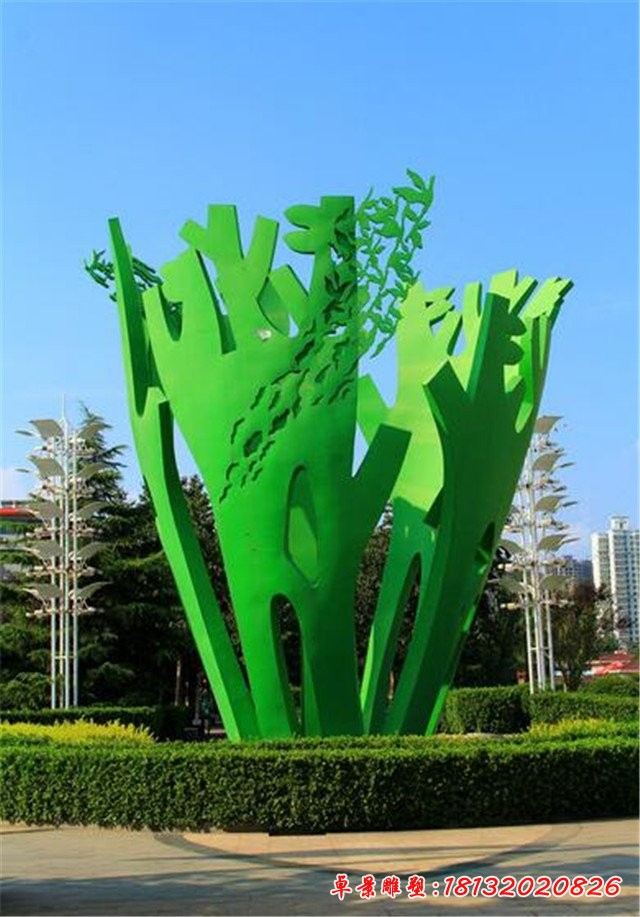 城市大型不锈钢抽象植物