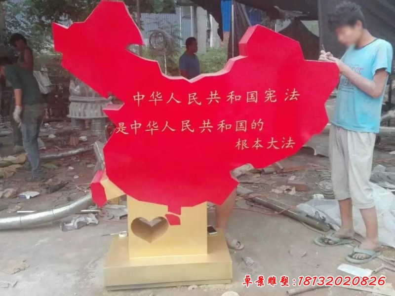 不锈钢中国地图版图雕塑