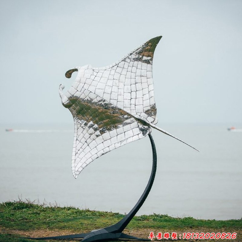 不锈钢蝠鲼公园动物雕塑