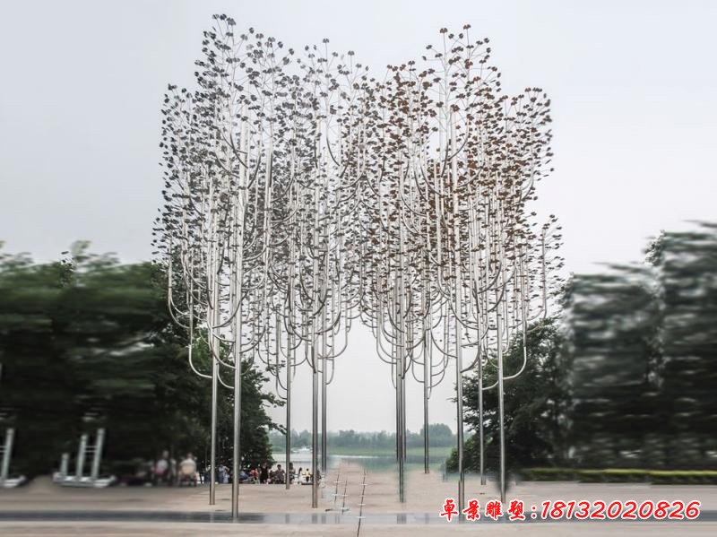 广场不锈钢抽象大树雕塑