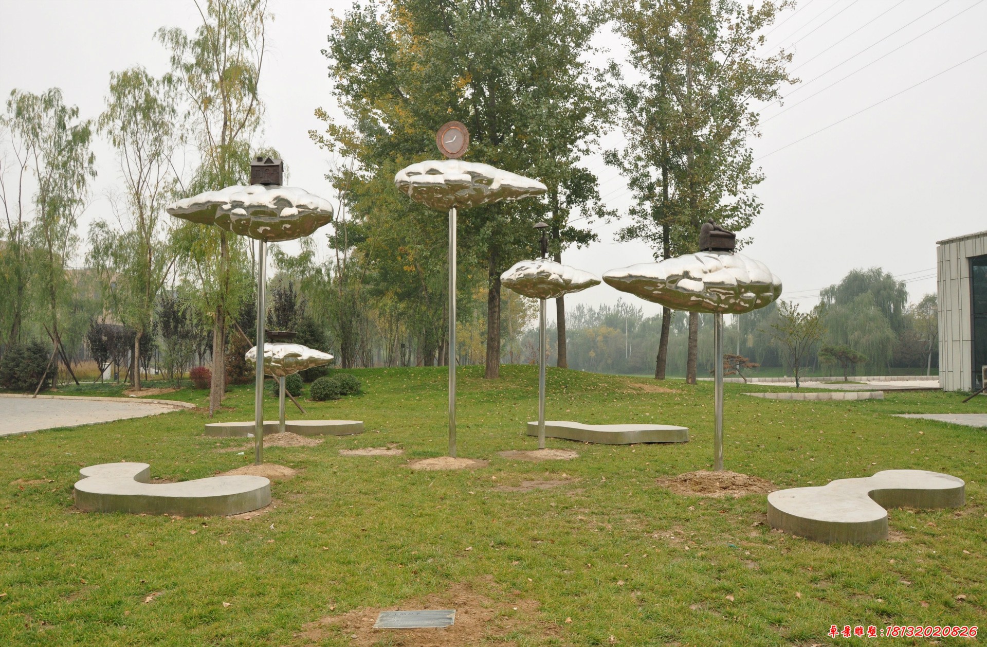 不锈钢公园抽象云朵雕塑