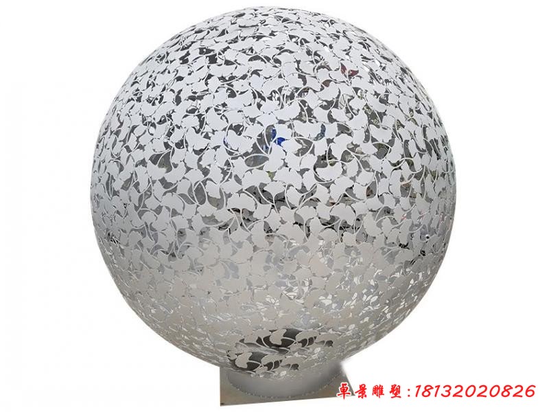 不锈钢银杏叶镂空球雕塑