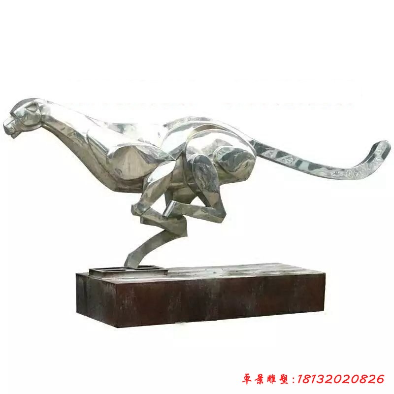 不锈钢抽象豹子雕塑