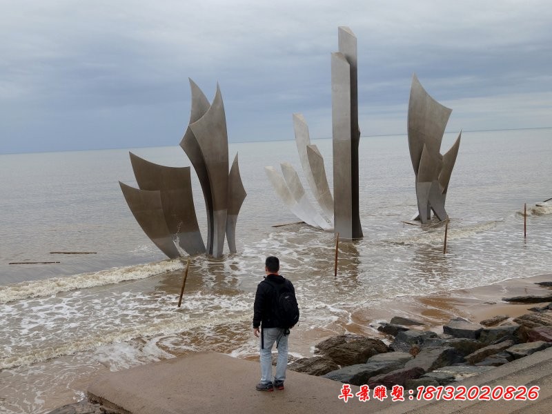 景区不锈钢抽象船帆雕塑