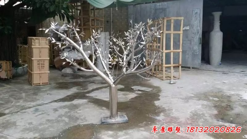 不锈钢抽象小树雕塑