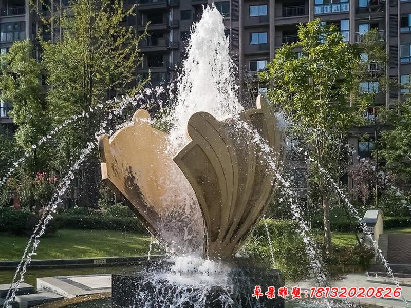 不锈钢抽象贝壳喷泉雕塑