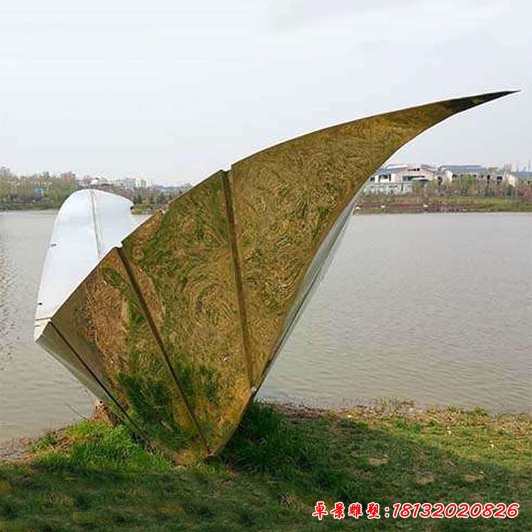 不锈钢公园抽象船雕塑