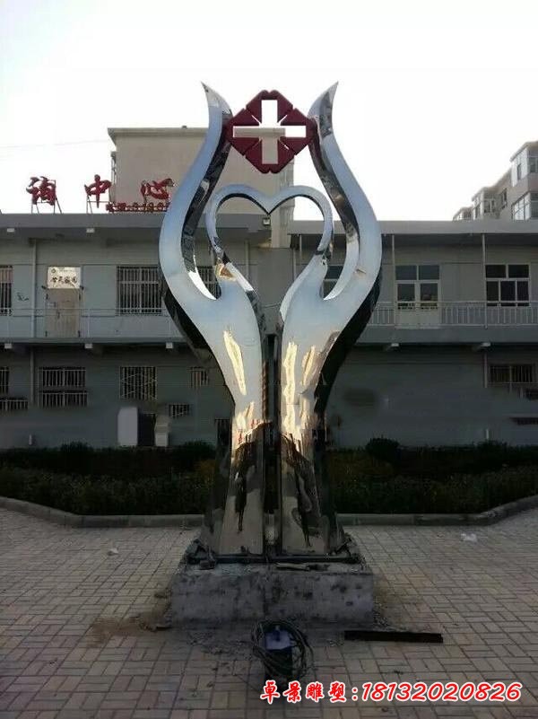 医院不锈钢医者仁心雕塑