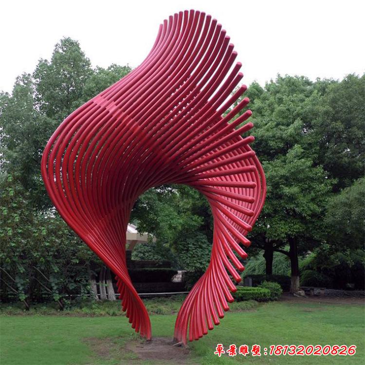 不锈钢大型公园彩条雕塑 (1)