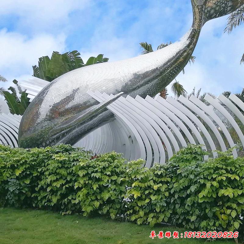 不锈钢动物鲸鱼雕塑3