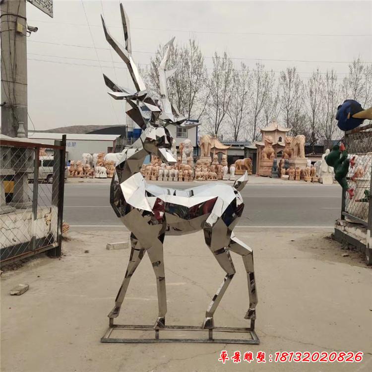 不锈钢几何小鹿雕塑 (3)