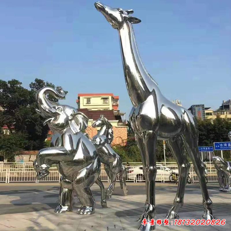 不锈钢长颈鹿雕塑 (2)