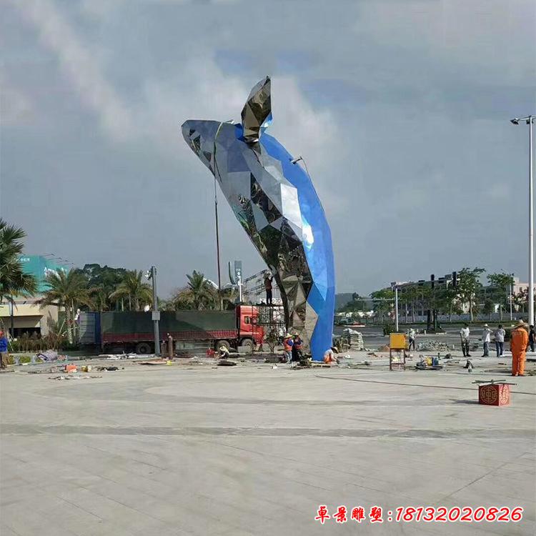 不锈钢广场鲸鱼雕塑 (1)