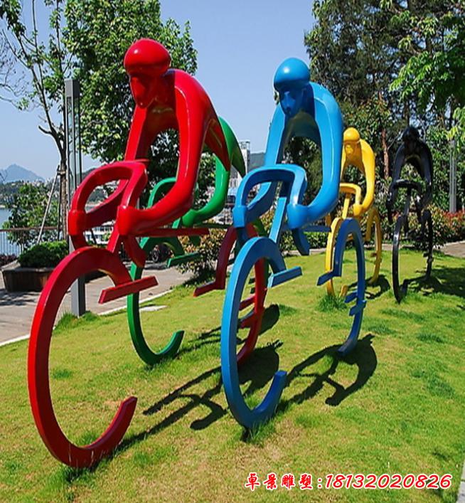 不锈钢抽象骑自行车雕塑 (4)