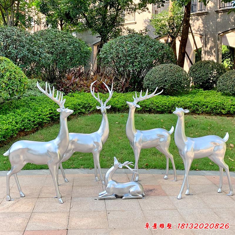 不锈钢园林小鹿雕塑
