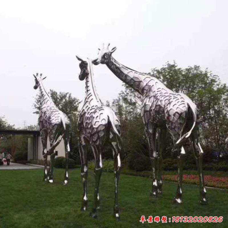 大型不锈钢长颈鹿雕塑