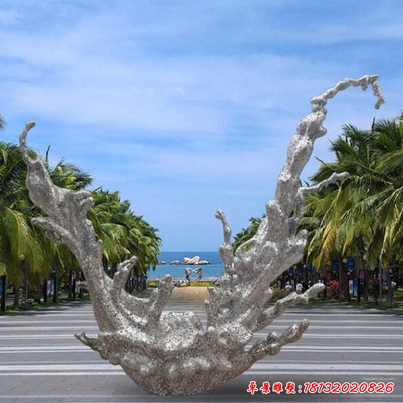 不锈钢海浪雕塑 (1)