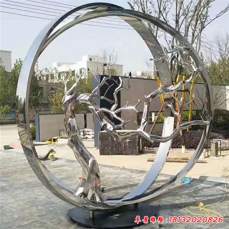不锈钢圆环树枝雕塑 (2)