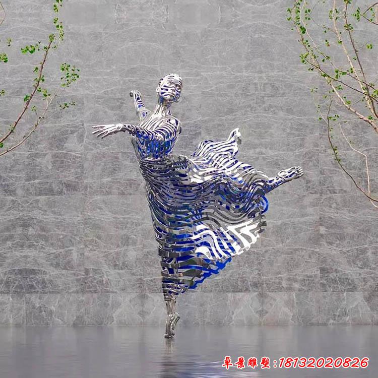 不锈钢抽象跳舞人物雕塑 (2)
