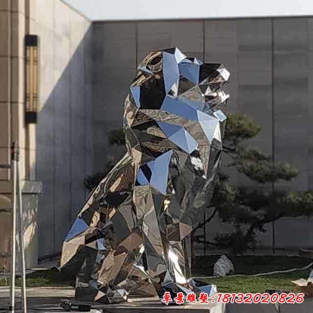 不锈钢动物狮子雕塑 (1)