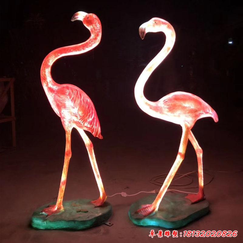 不锈钢发光动物火烈鸟雕塑