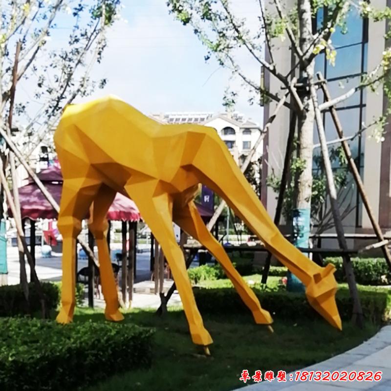 大型不锈钢动物雕塑户外园林景观几何切面长颈鹿造型美陈摆件定制89712