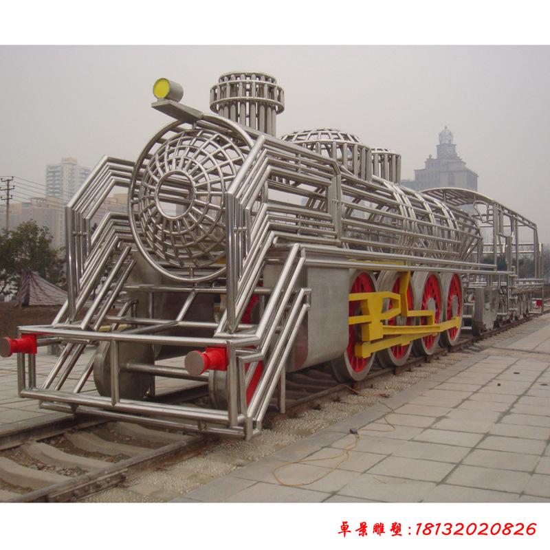不锈钢大型火车头雕塑