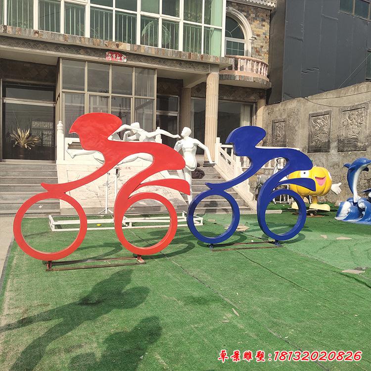不锈钢抽象骑自行车雕塑4